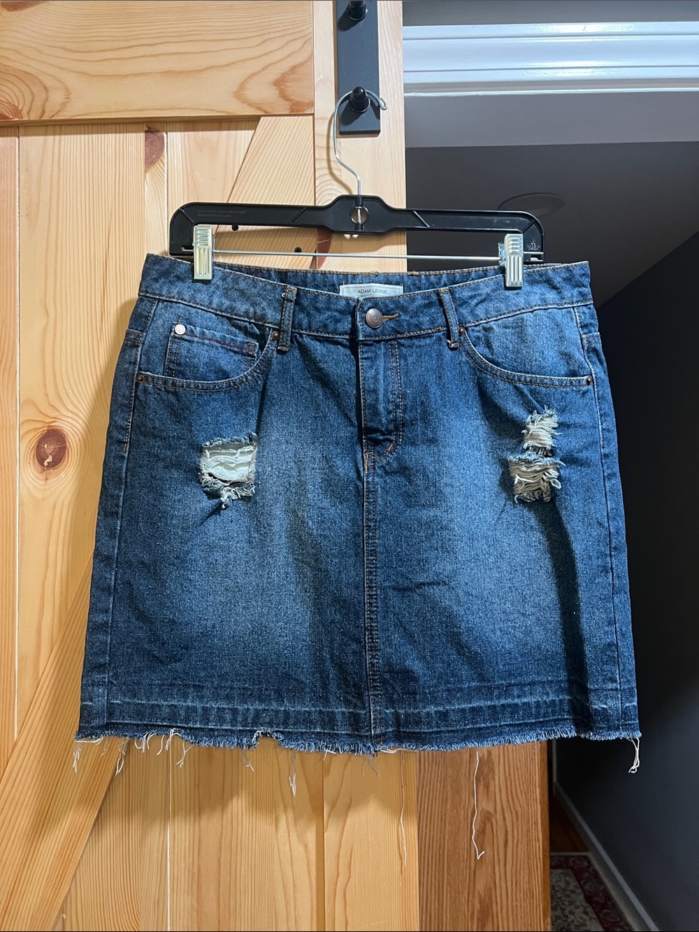 Adam Levine Denim Distressed Mini Skirt - Dark Blue size 30